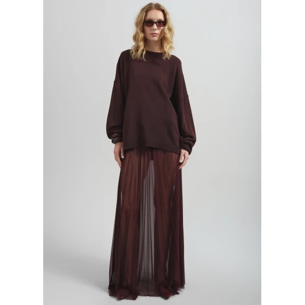 The Frankie Shop Basel Crew Neck Sweater – Burgundy, view 3