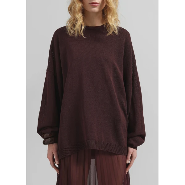 The Frankie Shop Basel Crew Neck Sweater – Burgundy, view 5