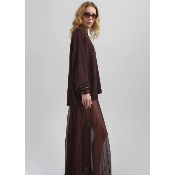 The Frankie Shop Basel Crew Neck Sweater – Burgundy, view 6