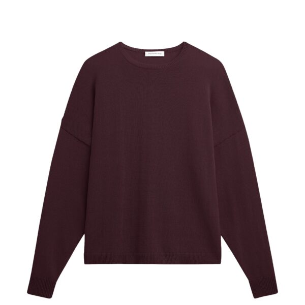 The Frankie Shop Basel Crew Neck Sweater - Burgundy - Oversized Minimalist Knitwear in Red - Shop at Coveti