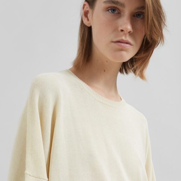 The Frankie Shop Basel Crew Neck Sweater - Pale Yellow - Oversized Minimalist Knitwear in Yellow - Shop at Coveti