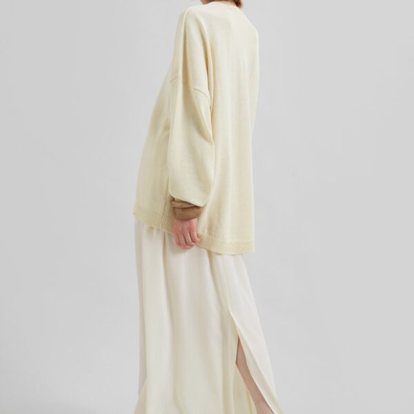 The Frankie Shop Basel Crew Neck Sweater - Pale Yellow - Oversized Minimalist Knitwear in Yellow - Shop at Coveti