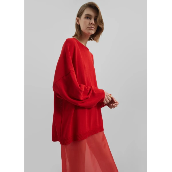 The Frankie Shop Basel Crew Neck Sweater – Red, view 2