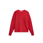 The Frankie Shop Basel Crew Neck Sweater - Red - Oversized Minimalist Knitwear in Red - Shop at Coveti