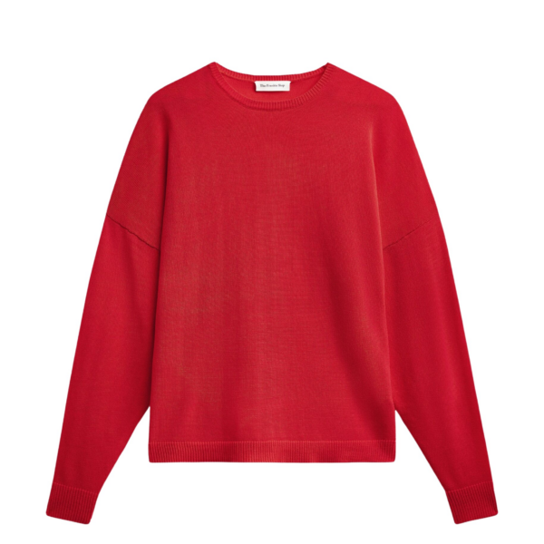The Frankie Shop Basel Crew Neck Sweater - Red - Oversized Minimalist Knitwear in Red - Shop at Coveti
