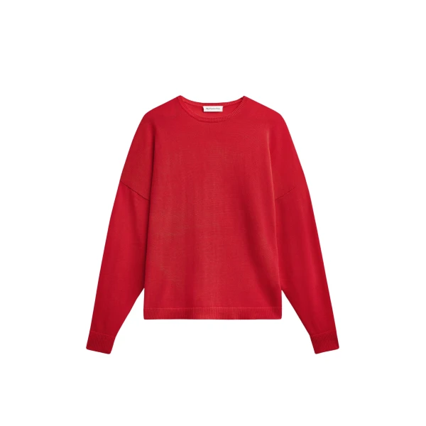 The Frankie Shop Basel Crew Neck Sweater - Red - Oversized Minimalist Knitwear in Red - Shop at Coveti
