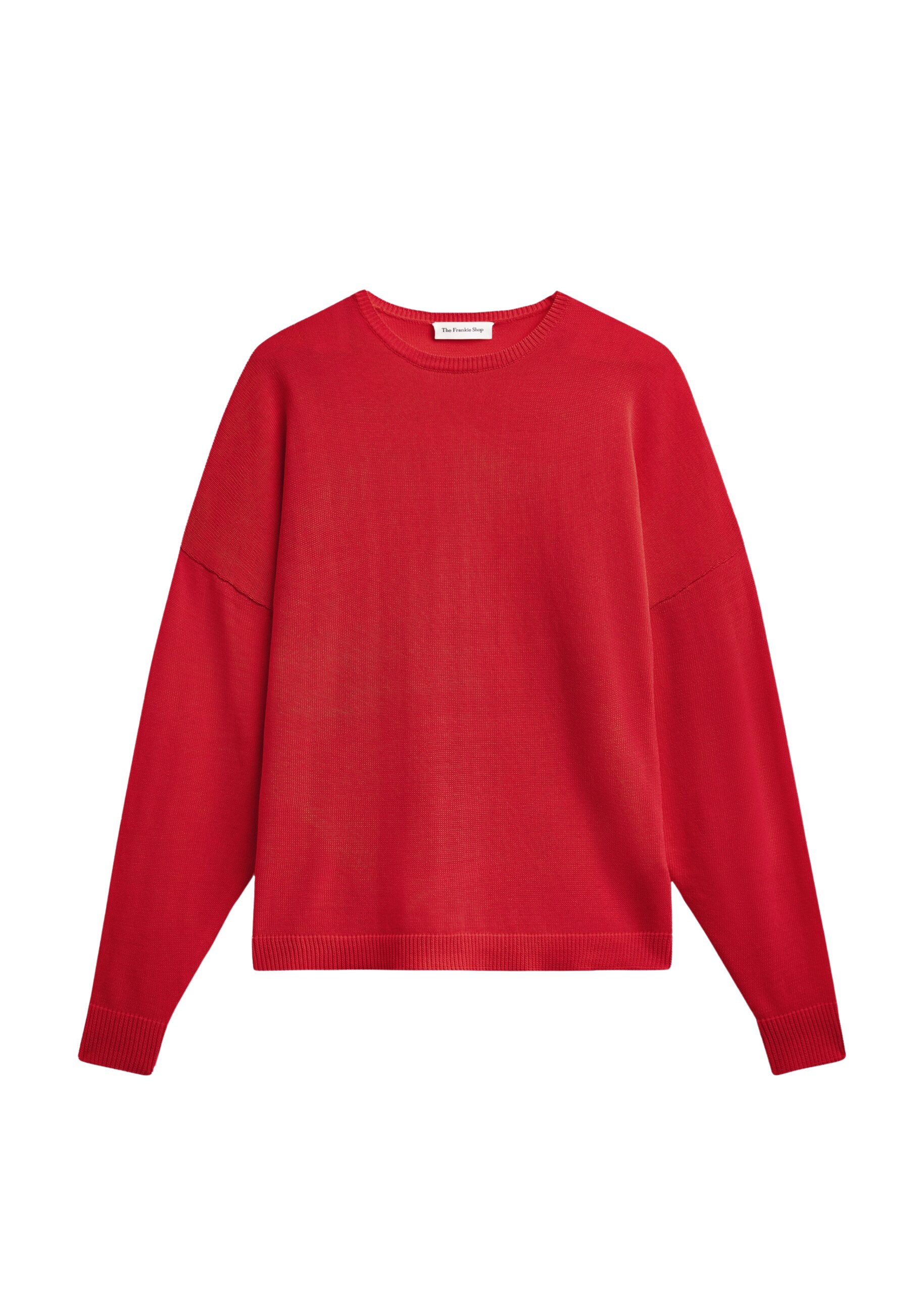 The Frankie Shop Basel Crew Neck Sweater - Red - Oversized Minimalist Knitwear in Red - Shop at Coveti