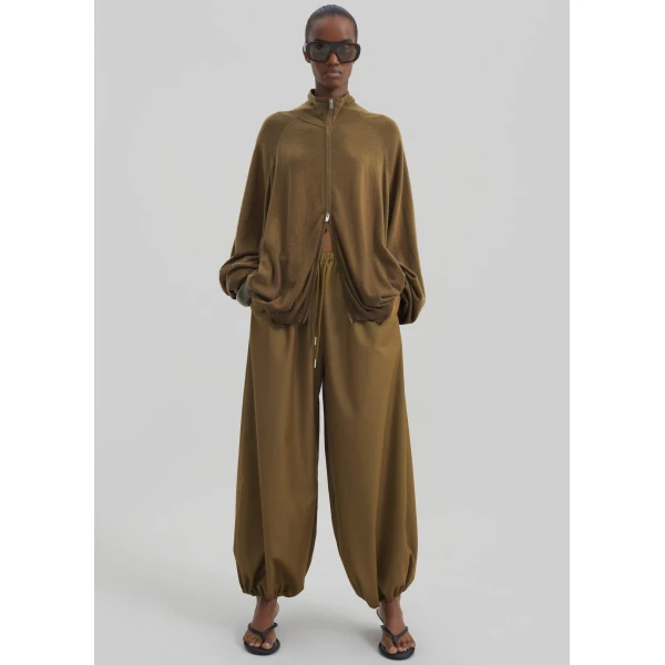 The Frankie Shop Baxe Knit Track Jacket – Dark Camel, view 2