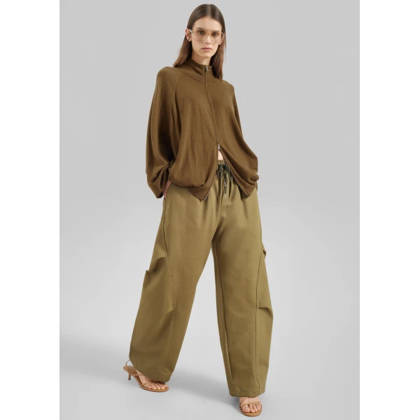 The Frankie Shop Baxe Knit Track Jacket – Dark Camel, view 5