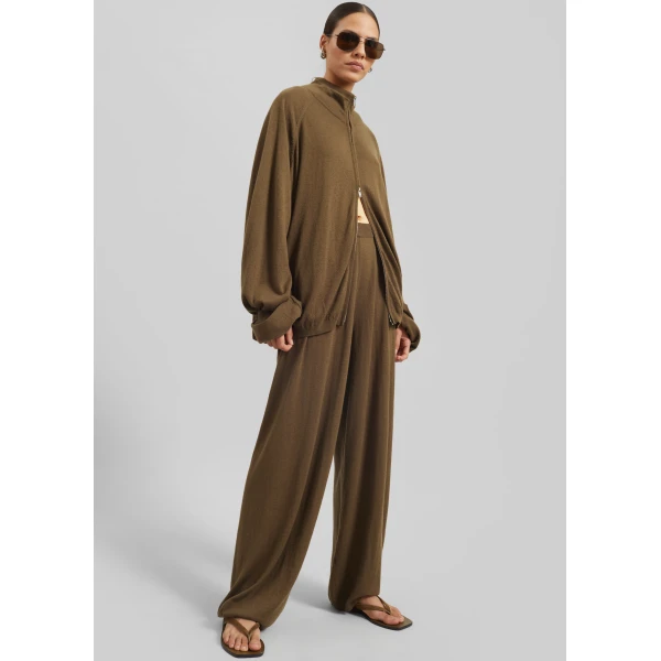 The Frankie Shop Baxe Knit Track Jacket – Dark Camel, view 6