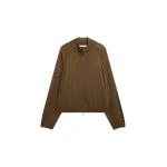 The Frankie Shop Baxe Knit Track Jacket - Dark Camel - Oversized Minimalist Jackets in Beige - Shop at Coveti