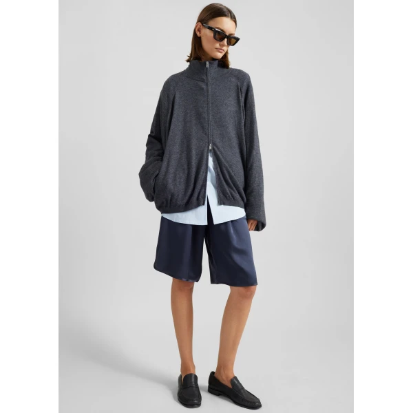 The Frankie Shop Baxe Knit Track Jacket – Dark Grey Melange, view 2
