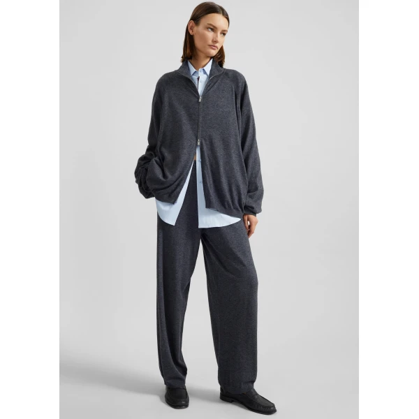 The Frankie Shop Baxe Knit Track Jacket – Dark Grey Melange, view 4