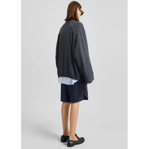 The Frankie Shop Baxe Knit Track Jacket – Dark Grey Melange, view 6