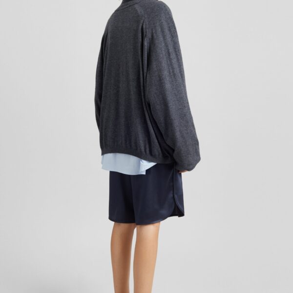 The Frankie Shop Baxe Knit Track Jacket - Dark Grey Melange - Oversized Minimalist Jackets in Grey - Shop at Coveti