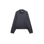 The Frankie Shop Baxe Knit Track Jacket - Dark Grey Melange - Oversized Minimalist Jackets in Grey - Shop at Coveti