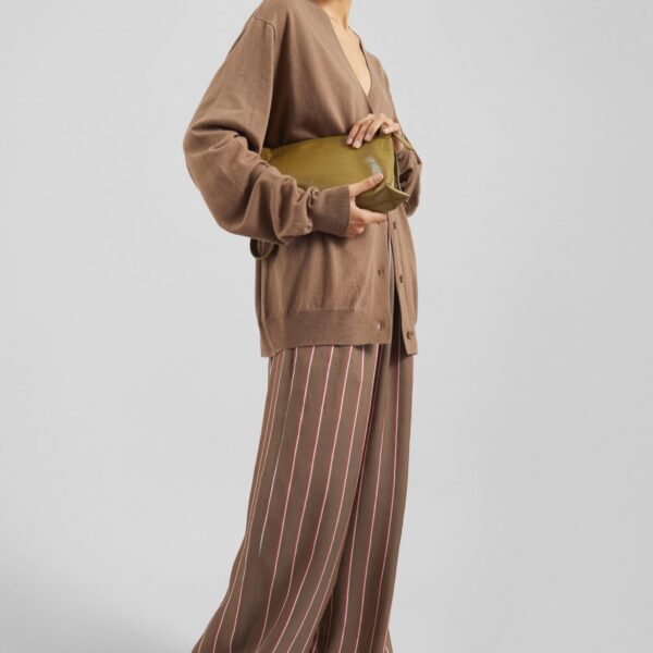 The Frankie Shop Baxter Fluid Track Pants - Brown Multi Stripe - Oversized Minimalist Pants in Multicolour - Shop at Coveti