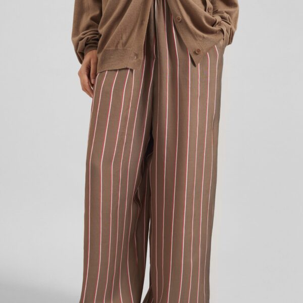 The Frankie Shop Baxter Fluid Track Pants - Brown Multi Stripe - Oversized Minimalist Pants in Multicolour - Shop at Coveti