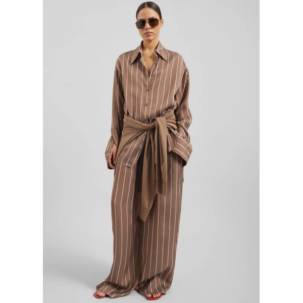 The Frankie Shop Baxter Fluid Track Pants – Brown Multi Stripe, view 4