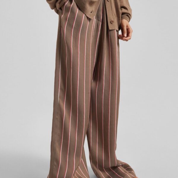 The Frankie Shop Baxter Fluid Track Pants - Brown Multi Stripe - Oversized Minimalist Pants in Multicolour - Shop at Coveti
