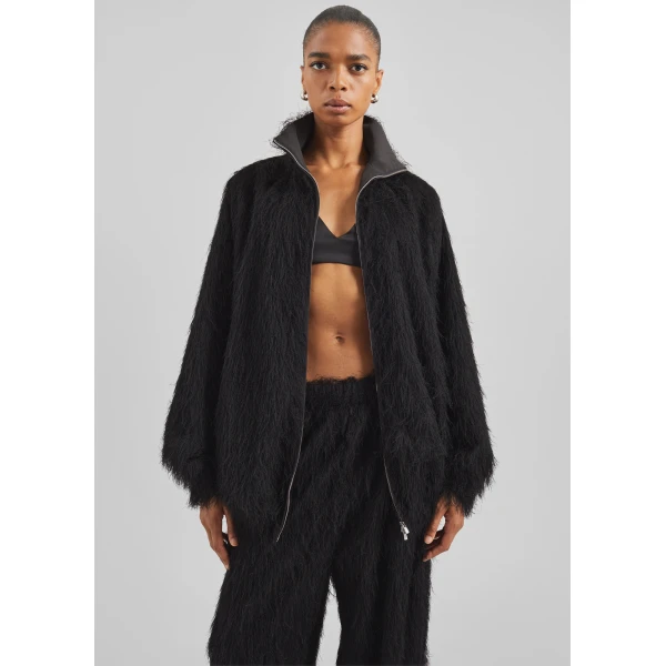 The Frankie Shop Baxter Fringed Track Jacket – Black, view 2