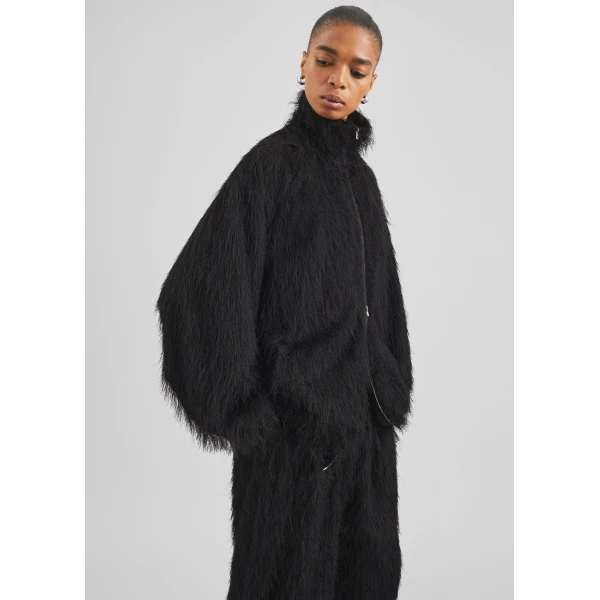 The Frankie Shop Baxter Fringed Track Jacket – Black, view 3