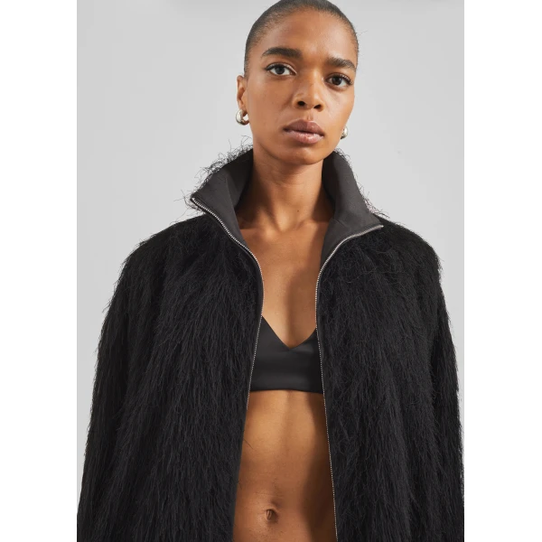The Frankie Shop Baxter Fringed Track Jacket – Black, view 4