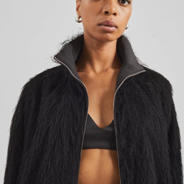 The Frankie Shop Baxter Fringed Track Jacket - Black - Oversized Minimalist Jackets in Black - Shop at Coveti