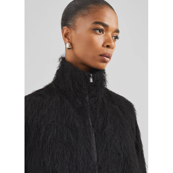 The Frankie Shop Baxter Fringed Track Jacket – Black, view 6