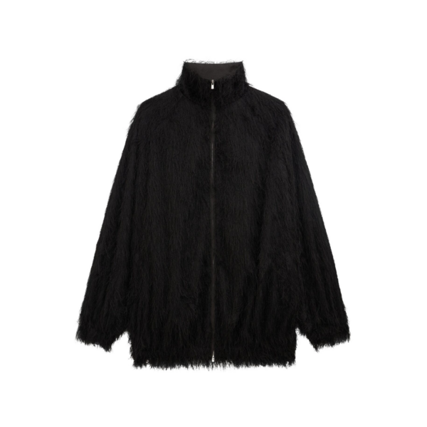The Frankie Shop Baxter Fringed Track Jacket - Black - Oversized Minimalist Jackets in Black - Shop at Coveti
