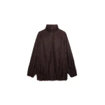 The Frankie Shop Baxter Fringed Track Jacket - Dark Brown - Oversized Minimalist Jackets in Beige - Shop at Coveti