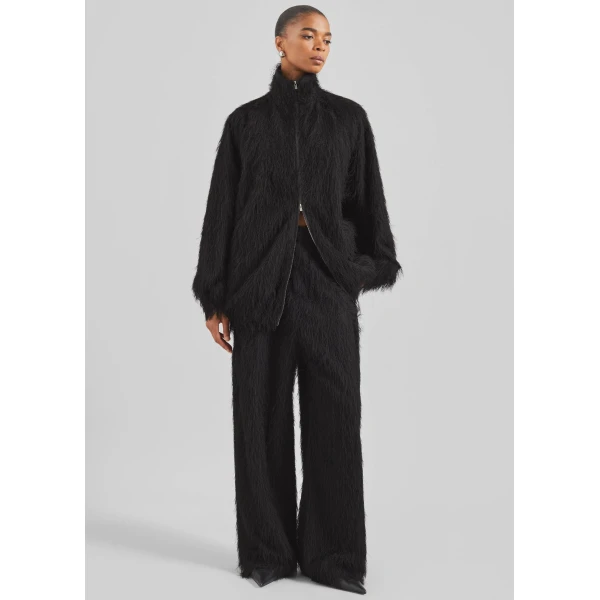 The Frankie Shop Baxter Fringed Track Pants – Black, view 6