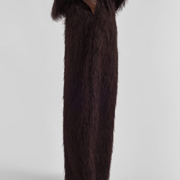The Frankie Shop Baxter Fringed Track Pants - Dark Brown - Oversized Minimalist Pants in Beige - Shop at Coveti