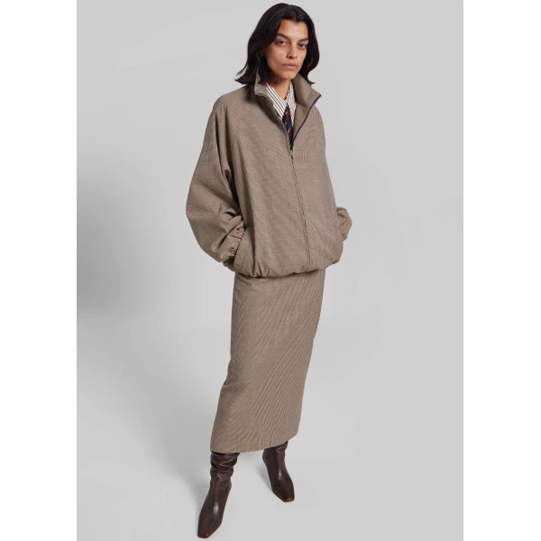 The Frankie Shop Baxter Houndstooth Track Jacket – Beige, view 2