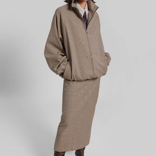The Frankie Shop Baxter Houndstooth Track Jacket - Beige - Oversized Minimalist Jackets in Beige - Shop at Coveti