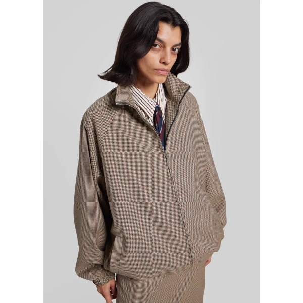 The Frankie Shop Baxter Houndstooth Track Jacket – Beige, view 4