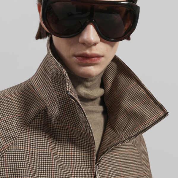 The Frankie Shop Baxter Houndstooth Track Jacket - Beige - Oversized Minimalist Jackets in Beige - Shop at Coveti
