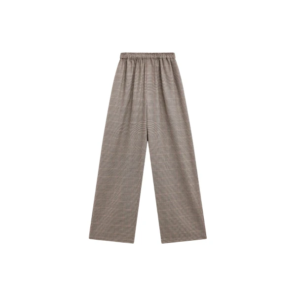 The Frankie Shop Baxter Houndstooth Track Pants - Beige - Oversized Minimalist Pants in Beige - Shop at Coveti