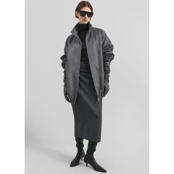 The Frankie Shop Baxter Lustrous Track Jacket – Grey, view 2