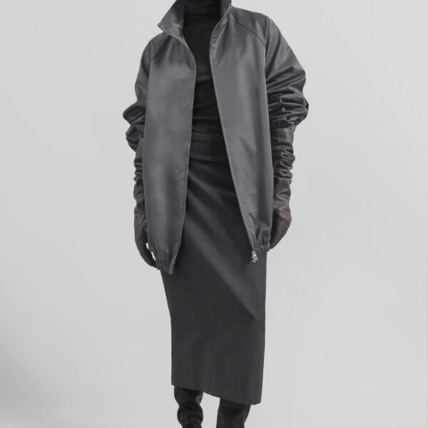 The Frankie Shop Baxter Lustrous Track Jacket - Grey - Oversized Minimalist Jackets in Grey - Shop at Coveti