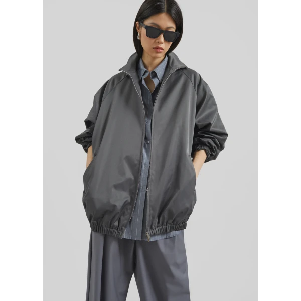 The Frankie Shop Baxter Lustrous Track Jacket – Grey, view 3