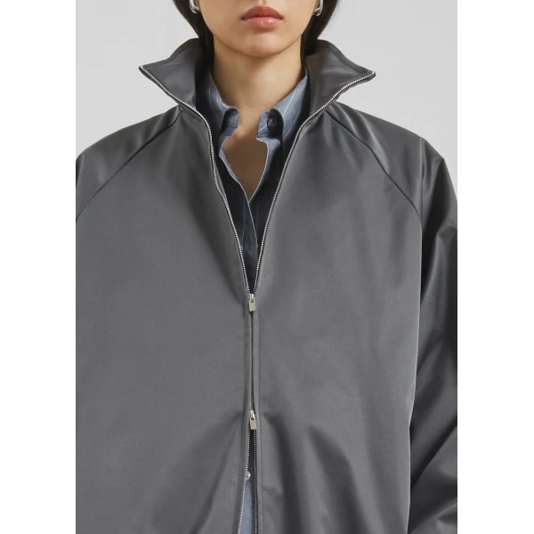The Frankie Shop Baxter Lustrous Track Jacket - Grey - Oversized Minimalist Jackets in Grey - Shop at Coveti