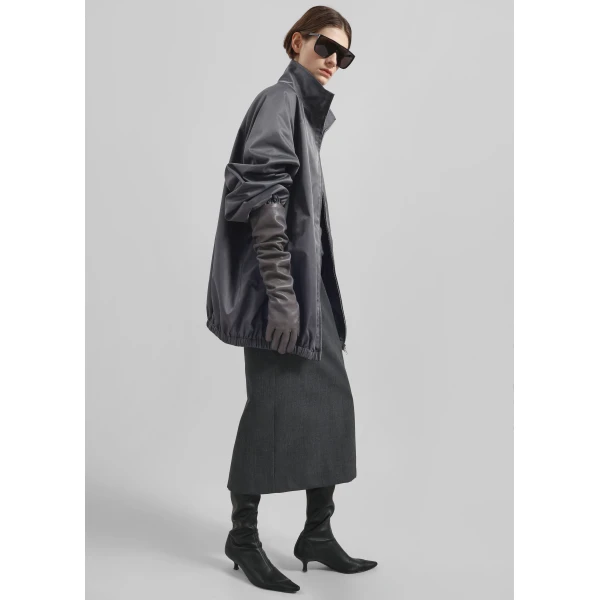 The Frankie Shop Baxter Lustrous Track Jacket – Grey, view 5
