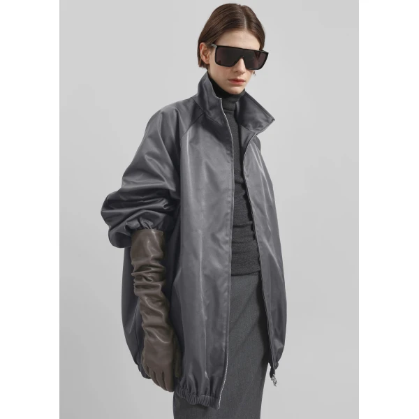 The Frankie Shop Baxter Lustrous Track Jacket – Grey, view 6