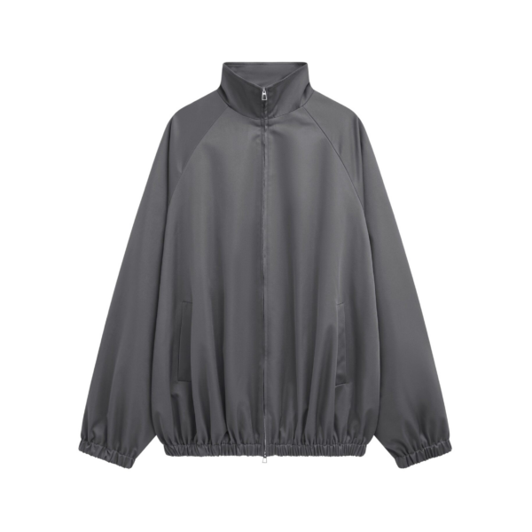 The Frankie Shop Baxter Lustrous Track Jacket - Grey - Oversized Minimalist Jackets in Grey - Shop at Coveti