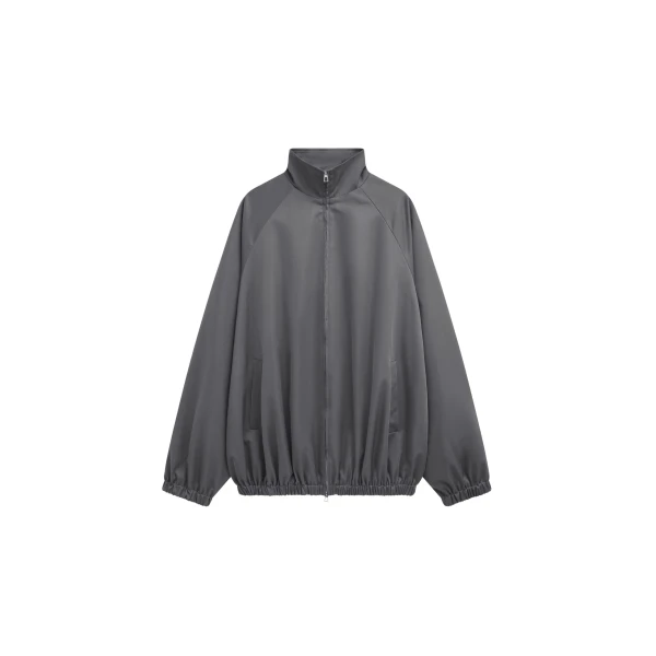 The Frankie Shop Baxter Lustrous Track Jacket - Grey - Oversized Minimalist Jackets in Grey - Shop at Coveti
