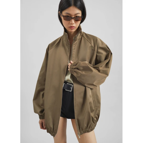 The Frankie Shop Baxter Lustrous Track Jacket – Moss Green, view 3