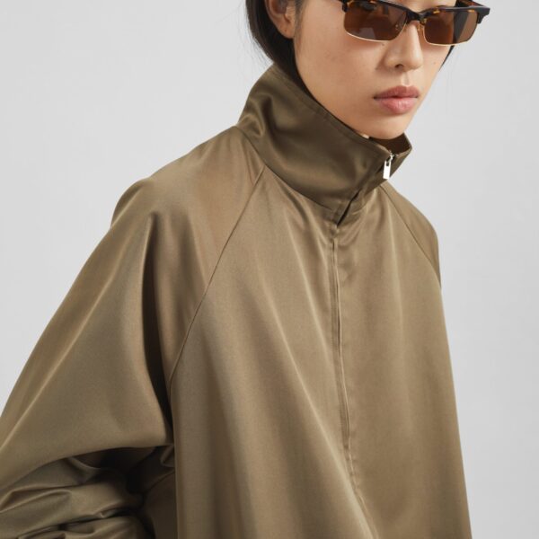 The Frankie Shop Baxter Lustrous Track Jacket - Moss Green - Oversized Minimalist Jackets in Green - Shop at Coveti