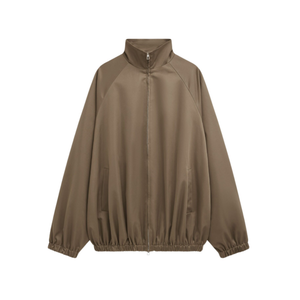 The Frankie Shop Baxter Lustrous Track Jacket - Moss Green - Oversized Minimalist Jackets in Green - Shop at Coveti