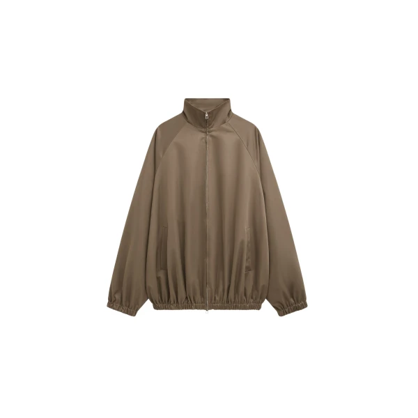 The Frankie Shop Baxter Lustrous Track Jacket - Moss Green - Oversized Minimalist Jackets in Green - Shop at Coveti